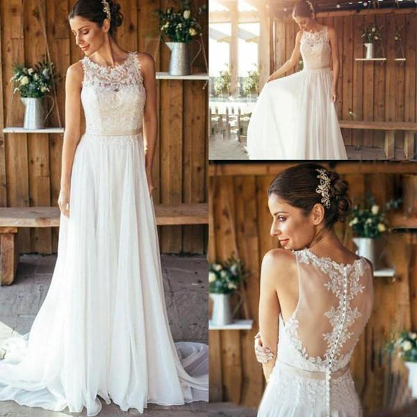 Винтажное свадебное платье трапециевидной формы Vestido de Noiva шифоновые кружевные