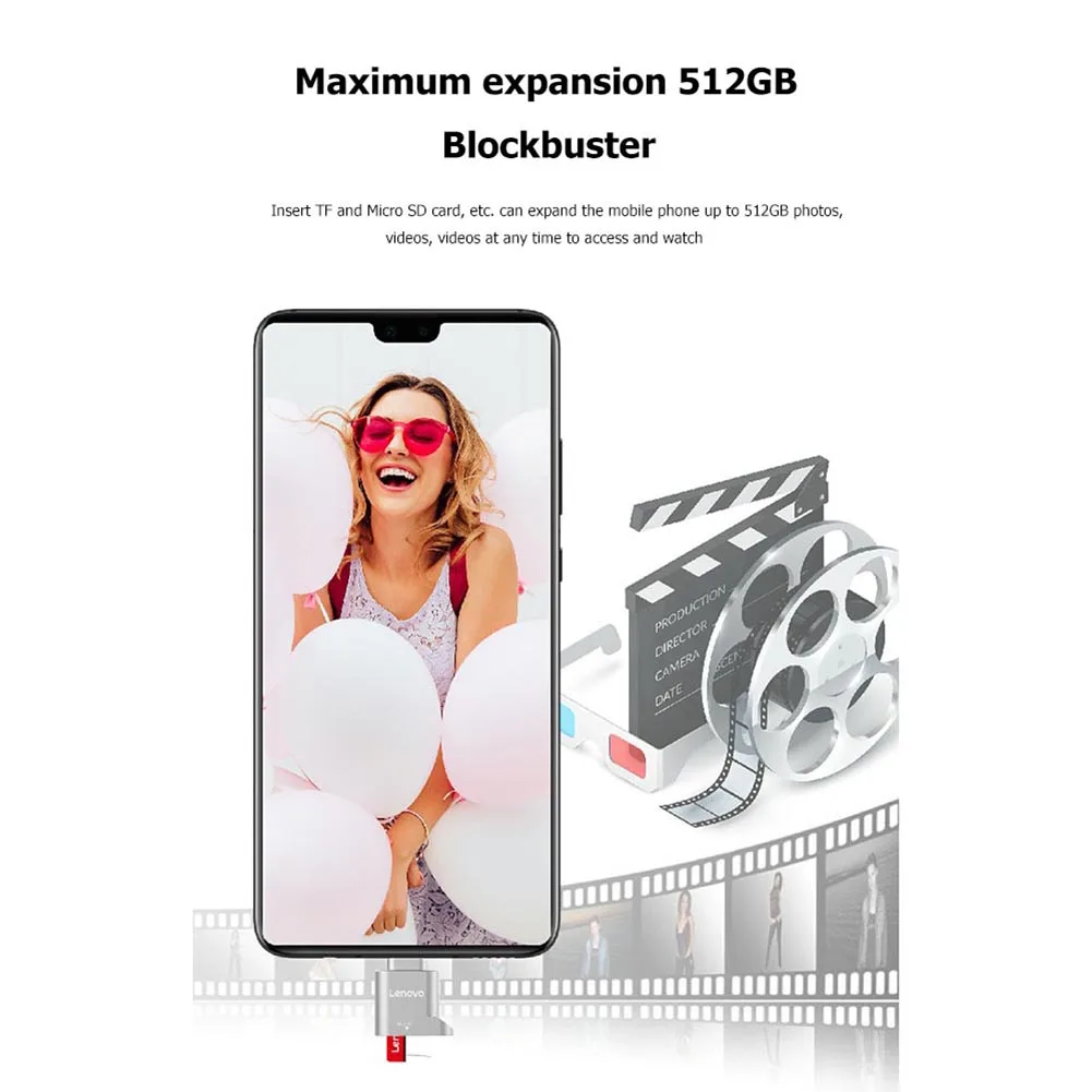 Кардридер Lenovo D201 USB C 480 Мбит/с 512 ГБ|Картридеры| |
