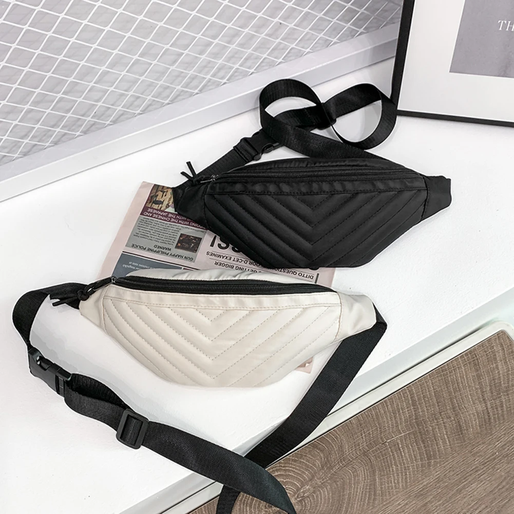 

Casual Nylon Women Crossbody Chest Bags Fashion Weave Pattern Printing Ladies Solid Color Shoulder Handbags Small Waist Packs