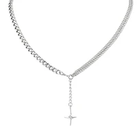 fashion stainless steel choker necklaces cross star pendant punk trendy women men jewelry necklace