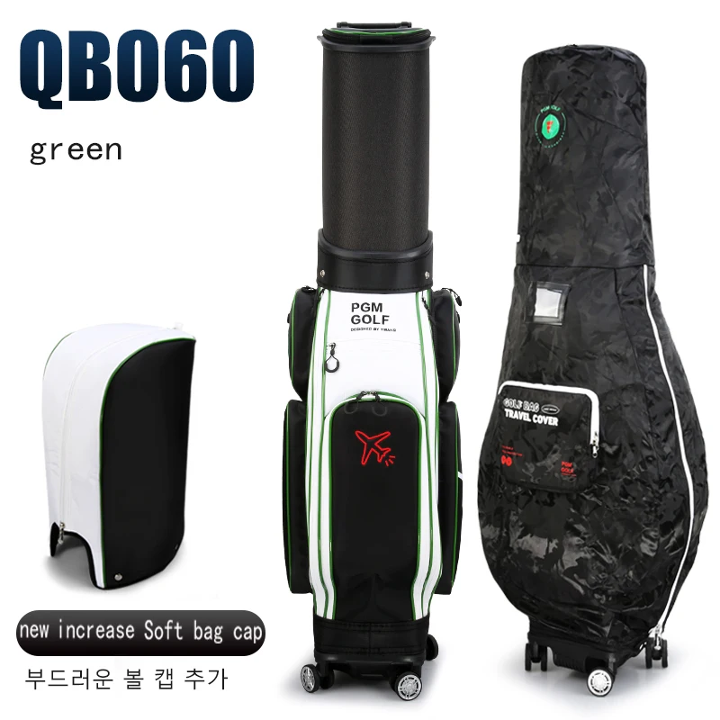 Upgraded Version PGM Golf Bag Men Women Universal Four-wheeled Flat Push Air Transport Telescopic Bag with Soft Hat High Quality
