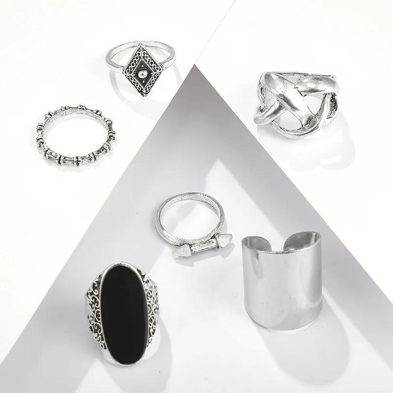 

6 Pcs Women's Dripping Gem Court Rings