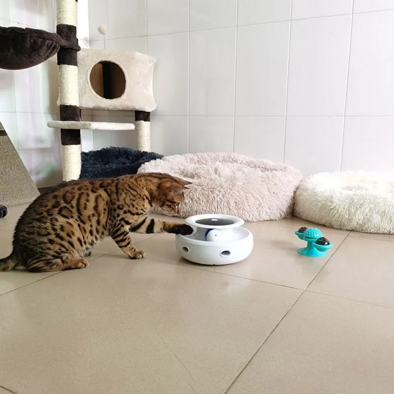 

Pet Cat Supplies Cats Stick Feather Electric Cat Toy Smart Teasing Spinning Turntable Cat Catching Mouse Donut Automatic toys