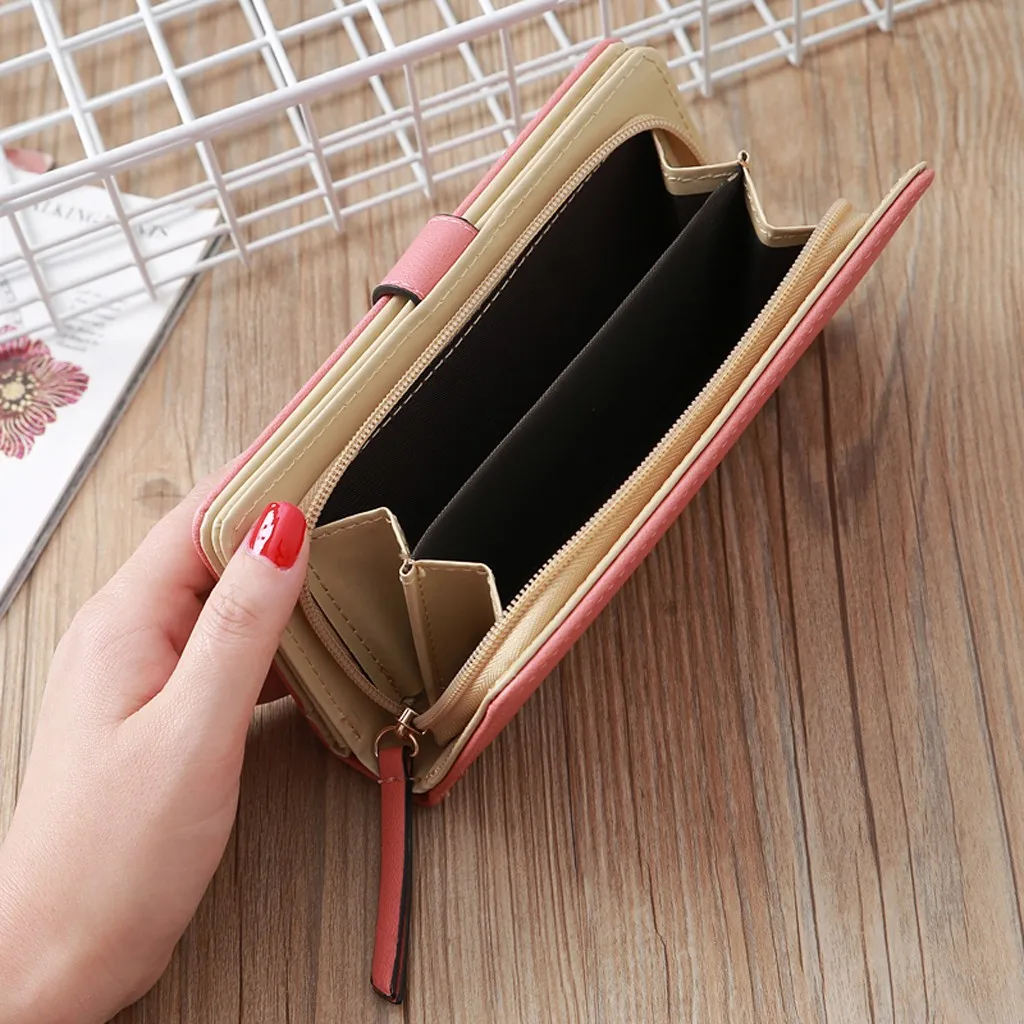 

Transer Women Wallets Purse Female Leather Long Wallet Gold Hollow Leaves Pouch Handbag Credit Card Holder Portefeuille Femme #4