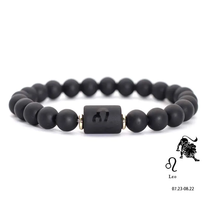 Модный браслет с 12 созвездиями для мужчин и женщин 8 мм черный оникс подарок