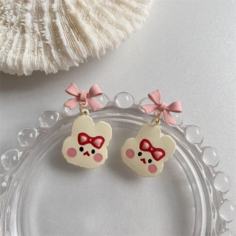 

2021 new Japanese cute bunny bear women's earrings Fashion Gothic Earrings with Bows Jewelry wholesale
