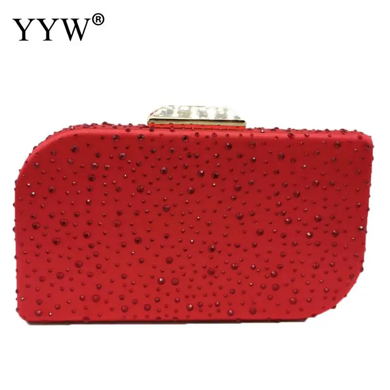 red YYW, зеленый, железный клатч, элегантная блестящая женская вечерняя сумочка с кристаллами, Свадебные вечерние клатчи, сумочка невесты - Цвет: red