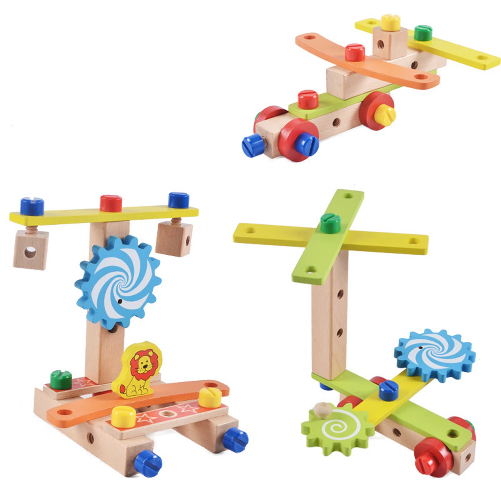 Children Wooden Assembled Chair Montessori Nut Set Educational Toy Preschool Multifunctional Variety Combination Tool | Игрушки и хобби