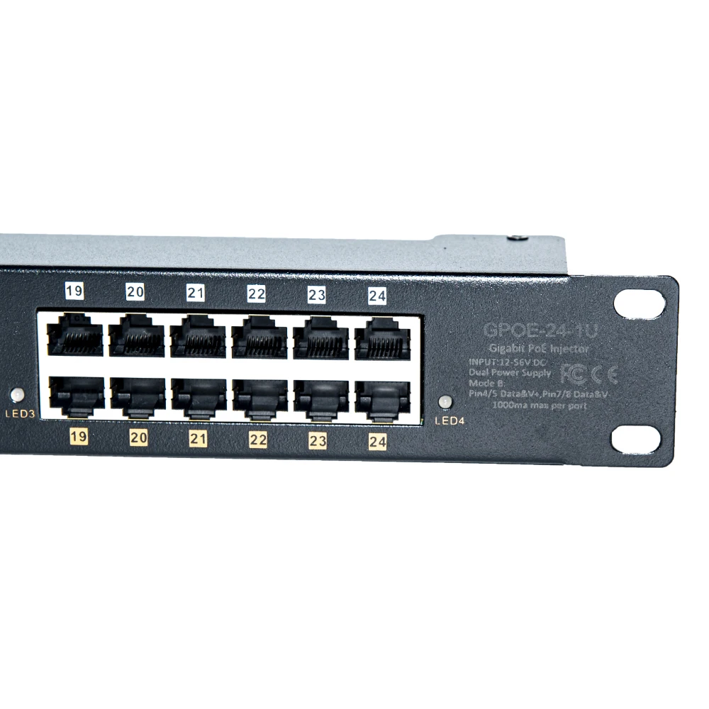 GPOE-24-1U балансировки нагрузки гигабитный poe-инжектор 24 порта с режимом B пассивное