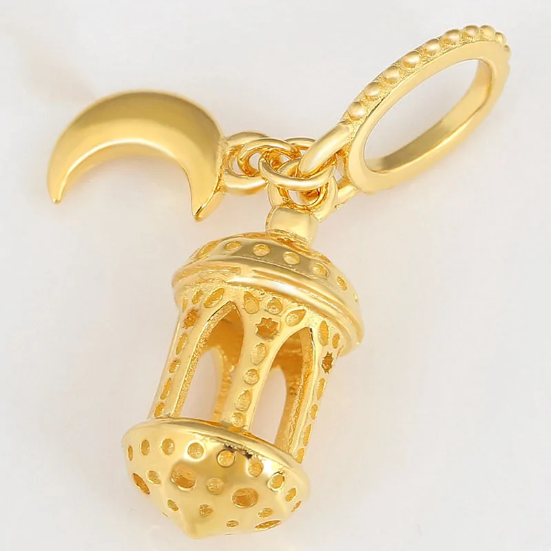 

Original 925 Sterling Silver Charm Golden Arabian Lantern Moon Pendant Fit Pandora Women Bracelet & Necklace Diy Jewelry