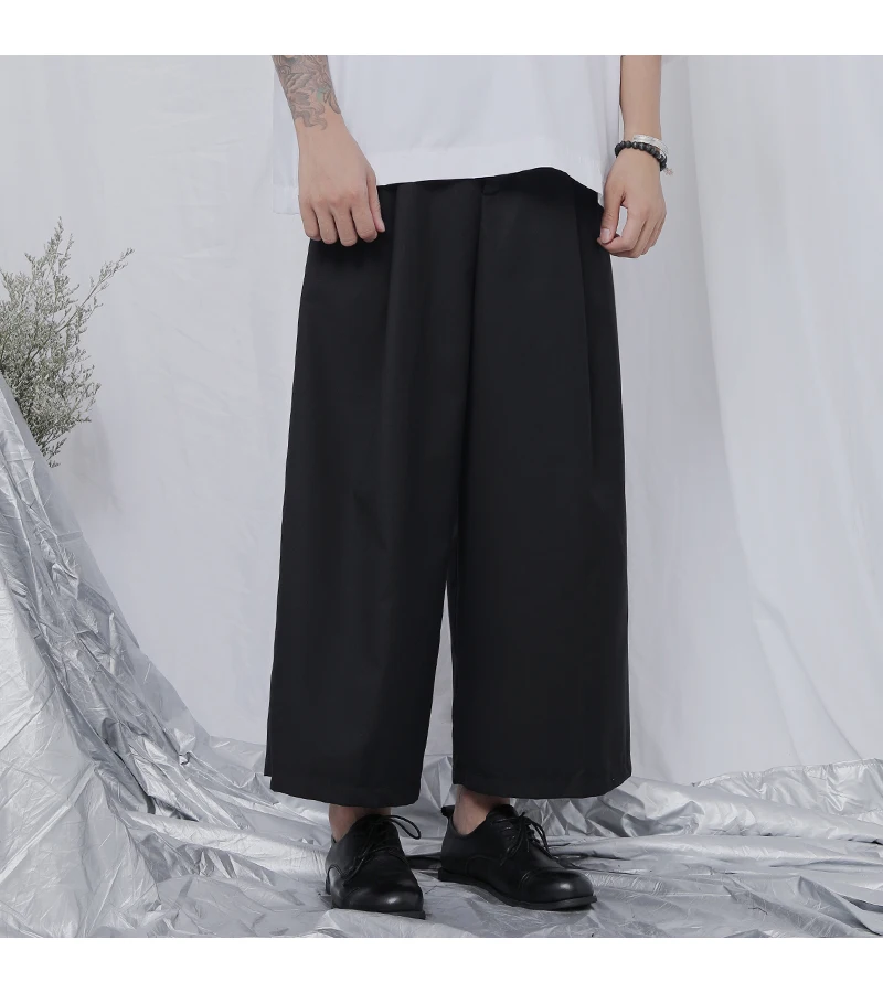 Осенние широкие брюки мужские укороченные большие повседневные модные