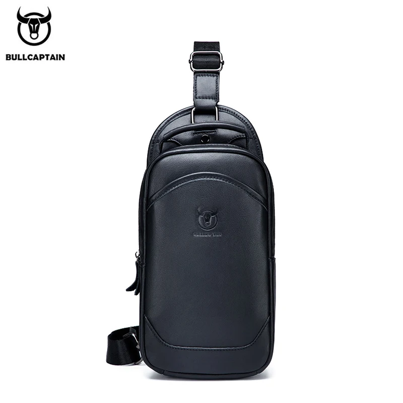 BULLCAPTAIN Men's Leather Handbag Casual Large-Capacity Leather Bag Business Travel One-Shoulder Messenger Bag