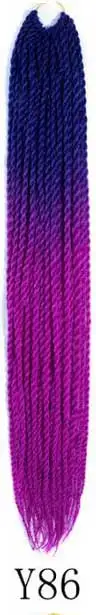 Qphair Ombre Сенегальские вьющиеся волосы крючком косы 24 дюйма 30 корней/упаковка синтетические плетеные волосы для женщин черные кроличьи волосы - Цвет: y86