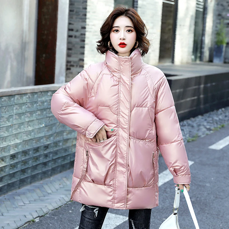 

Женская Толстая куртка, зимнее пальто, теплые парки, зимняя верхняя одежда, повседневные блестящие женские пальто и куртки высокого качеств...