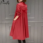 PEONFLY модная женская однотонная куртка с капюшоном длинное пальто Новинка 2019 осень зима размера плюс длинная теплая куртка с капюшоном желтая