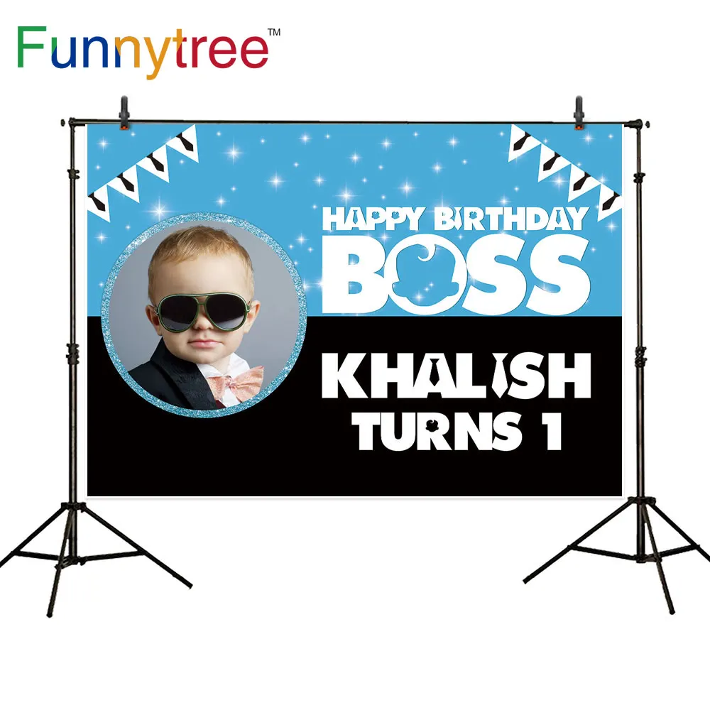Funnytree Boy Boss Happy Birthday Background Tie Baby Shower Party Cool Backdrop Photocall Christmas Wallpaper Decor Banner