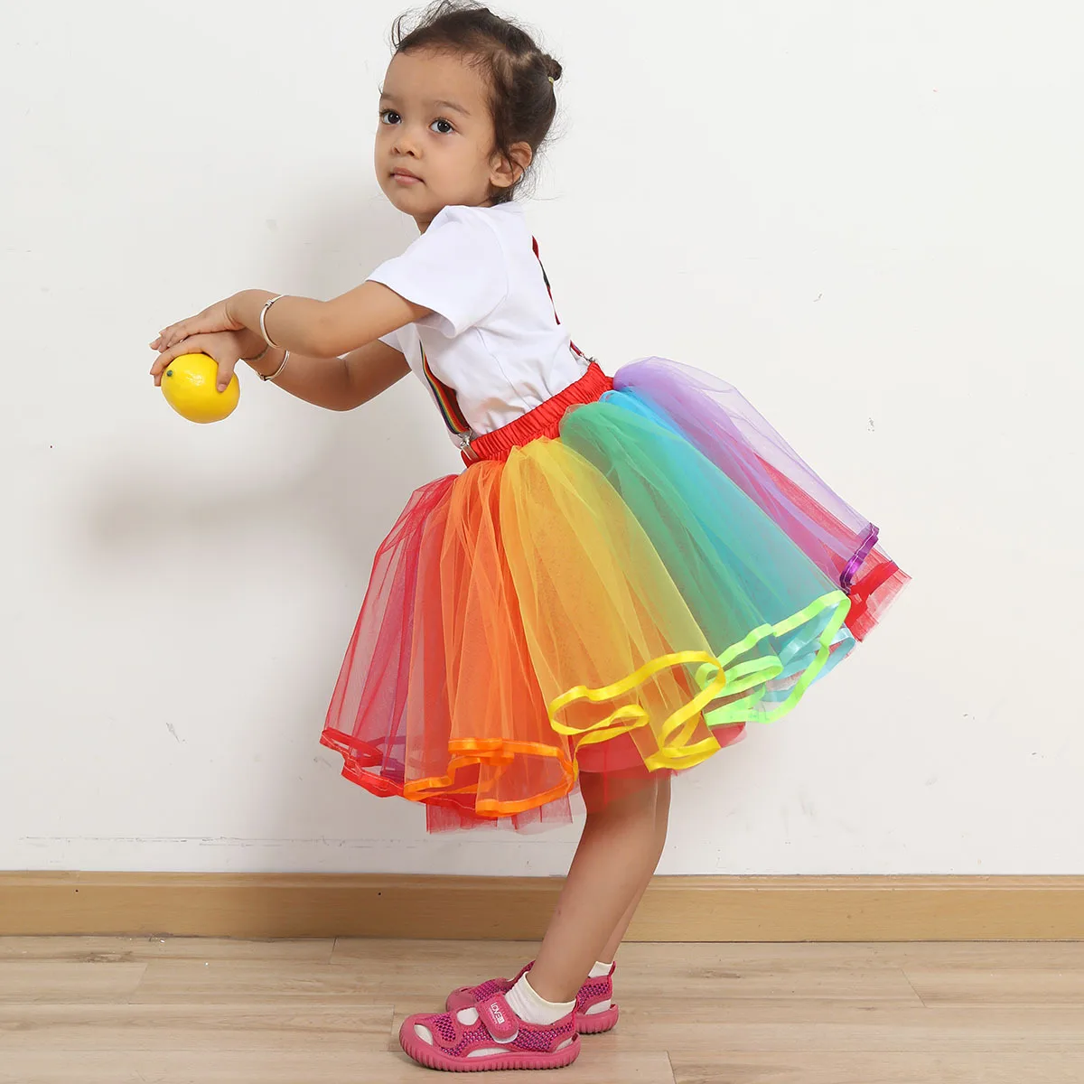 Юбка для девочек и женщин радужная Тюлевая мини-юбка на лямках с принтом