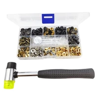 leather snap fasteners kit press stud metal button snaps with hammer installation tools for diy leather craft project