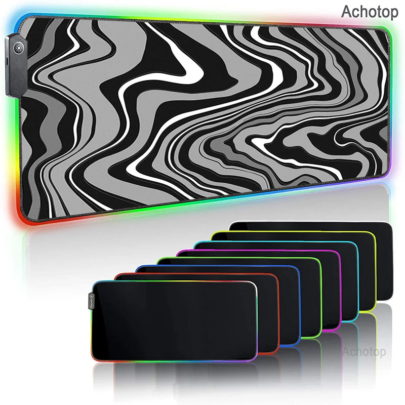 

LED Light Gaming Mouse Pad leopard print RGB Large Keyboard Non-Slip Rubber Base Computer Carpet Desk Mat PC Game Mouse Pad