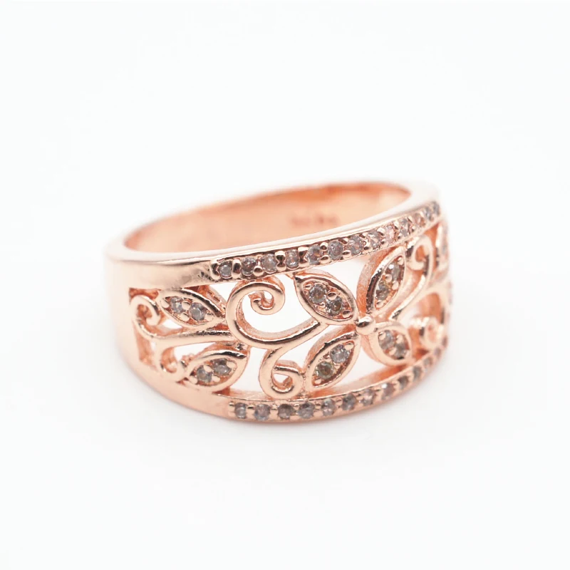 Роскошные кольца из розового золота креативные Полые Цветы S925 модные ювелирные