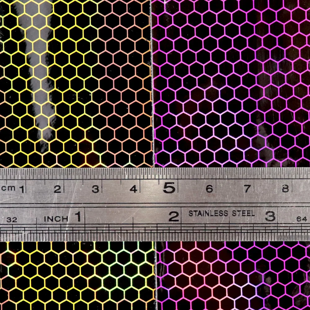 30x134 см Радужная голографическая зеркальная Шестигранная ткань из искусственной
