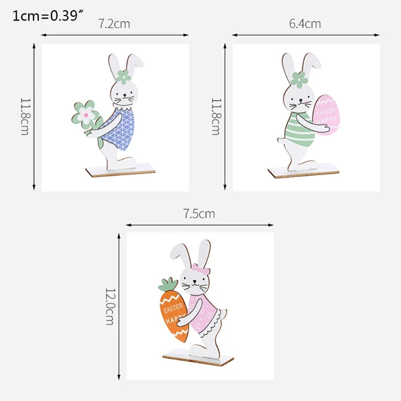 

Wooden Easter Rabbit Carrot Ornaments Tabletop Decorations Bunny DIY Crafts Gift Home Party Supplies