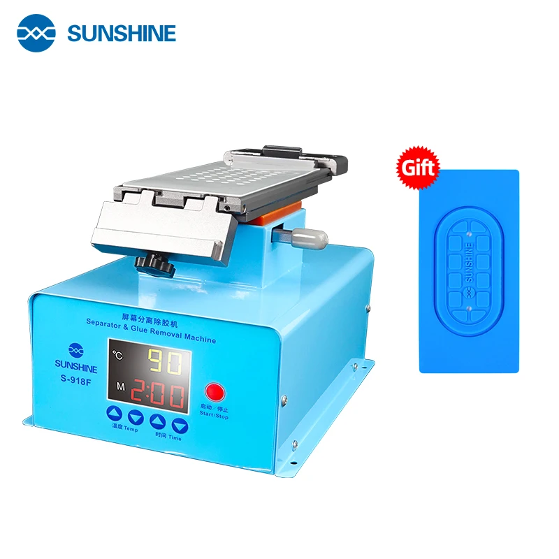 SUNSHINE S-918F LCD Screen Separator Glue Remover Machine Heating Platform Plate Edge Glue Cleaning Middle Frame Glue Remove