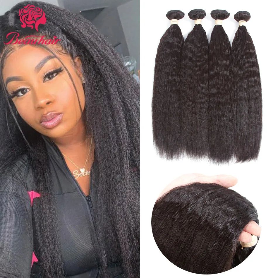 

Kinky Straight Human Hair Bundles Remy 100% Human Hair Weaves Mongolian Human Hair Extension Yaki Straight Hair Extensions