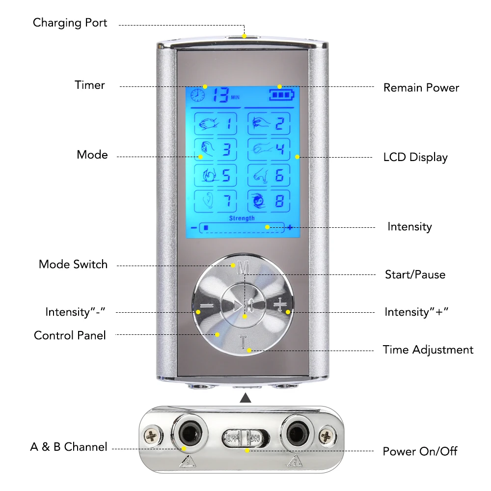 

Dual Channel 8 Models Tens Machine Massager EMS Electronic Pulse Massager Nerve Muscle Stimulator Acupuncture Physiotherapy