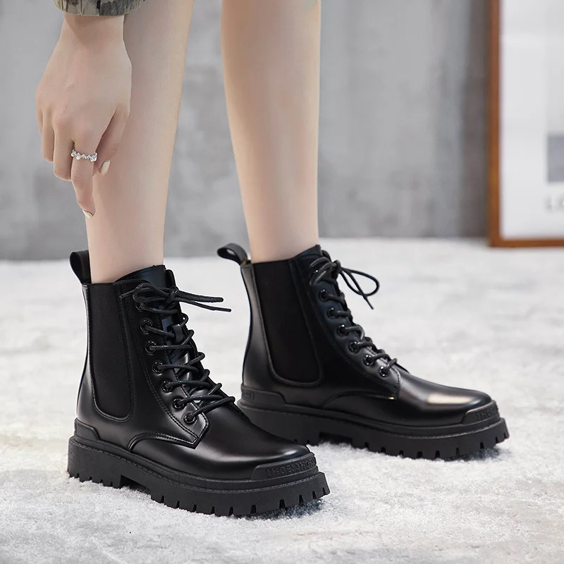

New White Winter Chelsea Boots Women Fashion Lace Up Womans Ankle Booties Hot Selling Designer Boots Women Luxury Botas De Mujer