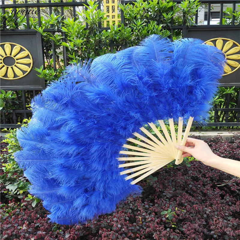 

Sale Beautiful Royal Blue Ostrich Feather Fan 15 Bone Craft Dancers for Christmas Jewelry Peacock Feathers for Crafts Plumes
