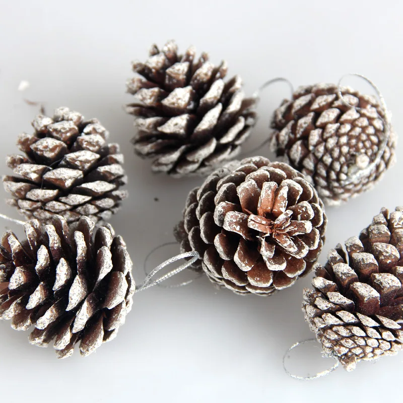 

Rosamia Christmas Decoration Pine Cone Christmas Tree Primary Color Cone White Rim Pine Cone Pendant Home Decoration RJR-123