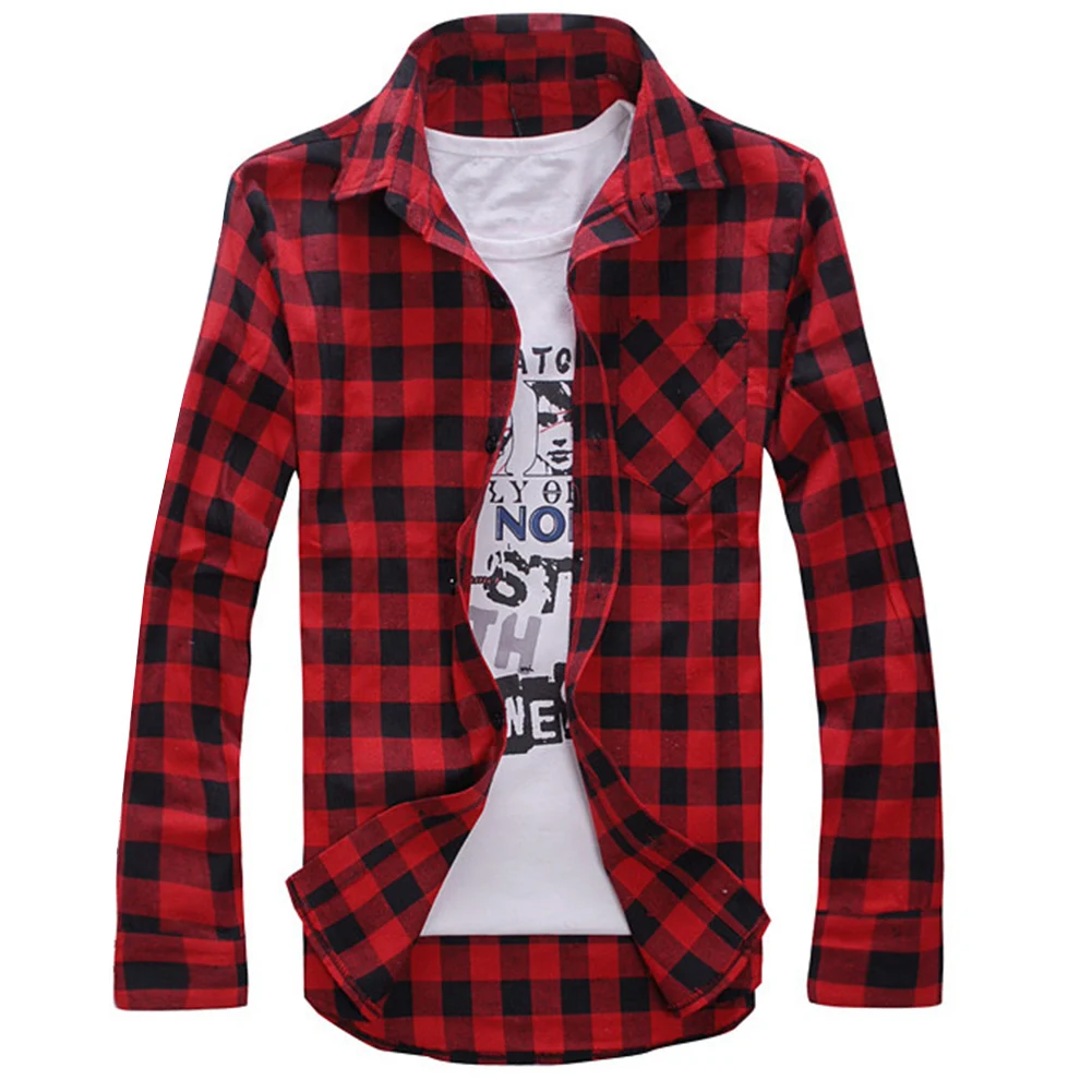 Мужская свободная клетчатая рубашка повседневная куртка для студента с длинным