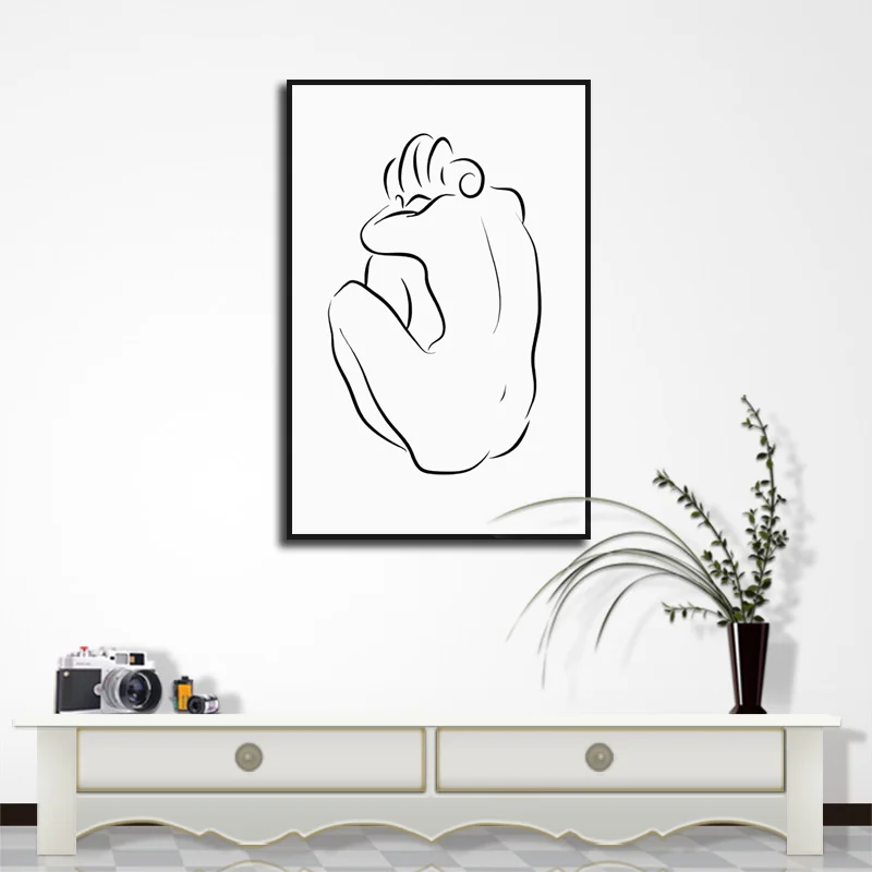 Абстрактная Картина на холсте в нордическом минималистическом стиле с открытой