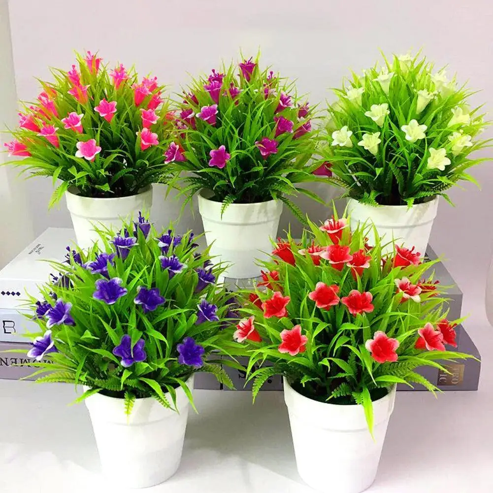 

1Pc Artificial Flower Leaves Pot Bonsai Living Room Garden Desk Furniture Decor