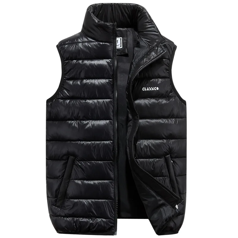 Winter Men's Sleeveless Jacket Big Sizes Black Vest Autumn Casual Warm Thick Coats Male Cotton-Padded Fashion Men Waistcoat Vest