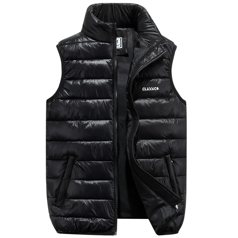 

Winter Men's Sleeveless Jacket Big Sizes Black Vest Autumn Casual Warm Thick Coats Male Cotton-Padded Fashion Men Waistcoat Vest