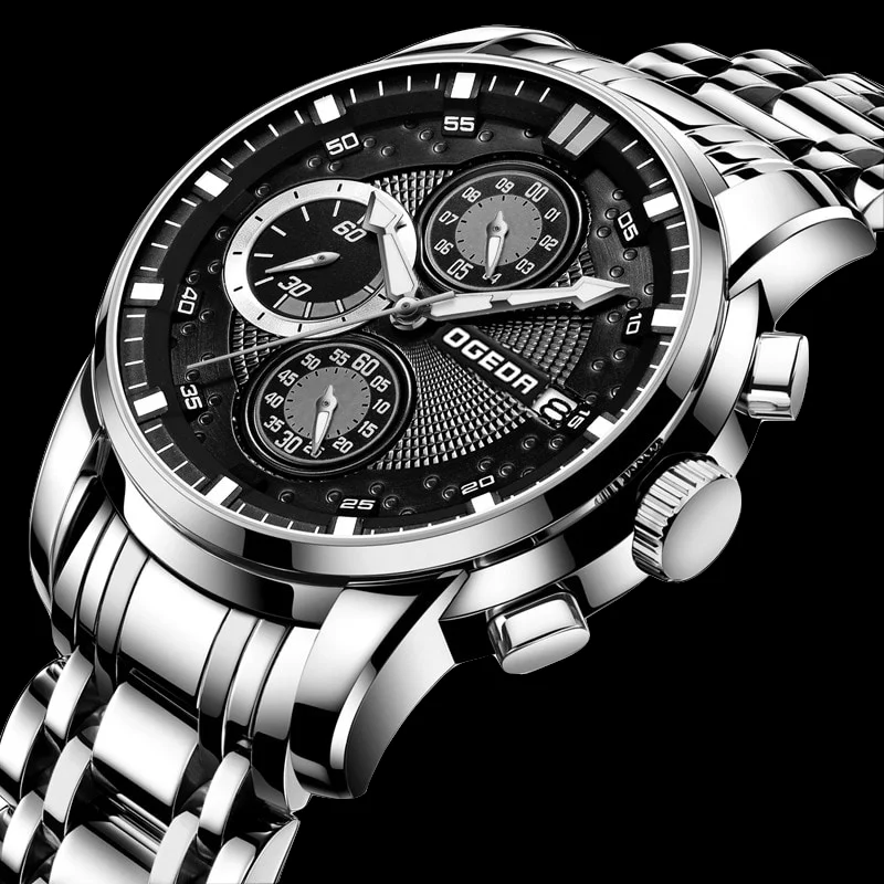 Часы наручные OGEDA мужские из нержавеющей стали роскошные брендовые модные