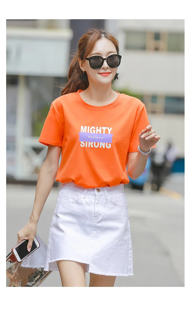 

2020 Tops T Shirt Women orange Cotton Female Tshirt Cotton