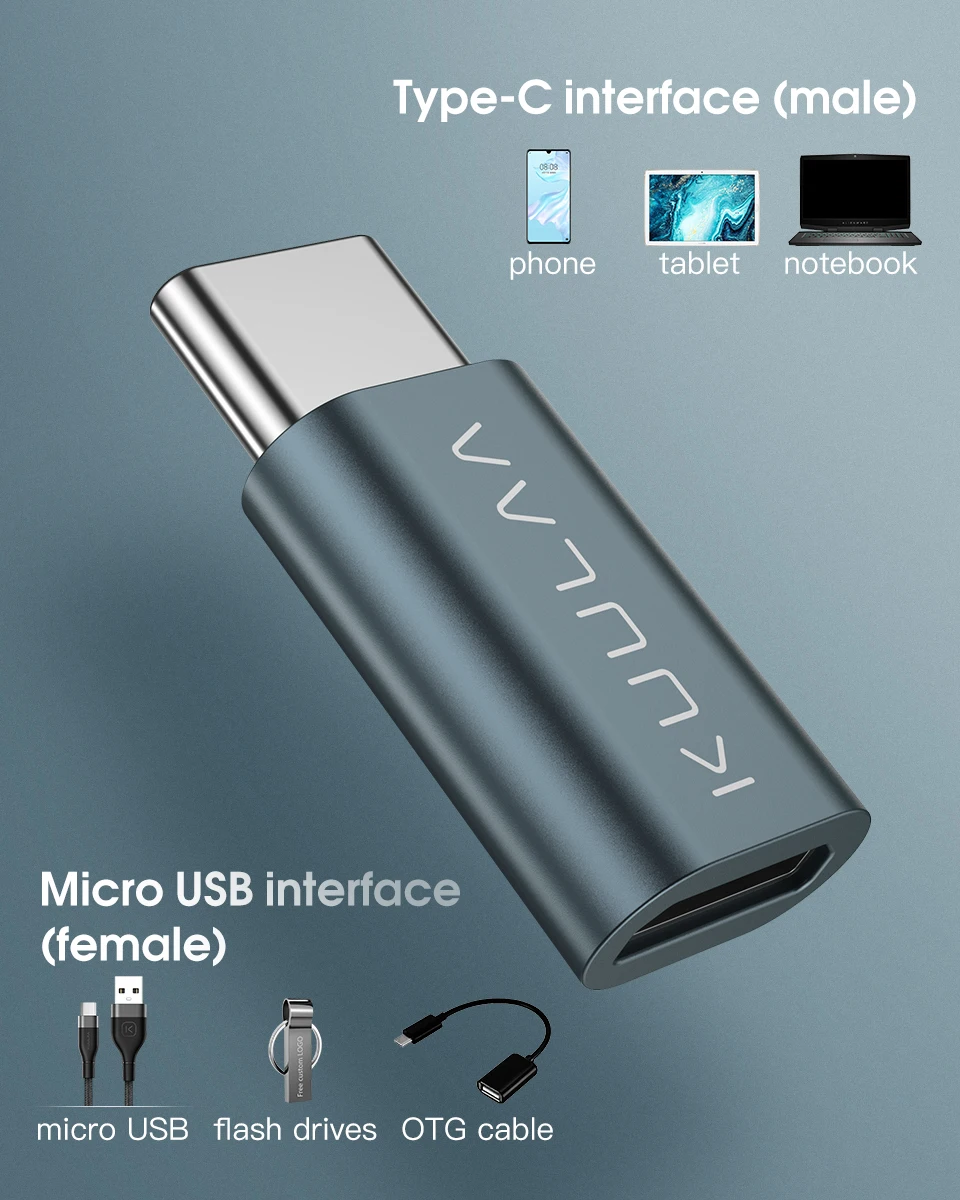 KUULAA USB C адаптер типа OTG C на кабель зарядного устройства микро-usb конвертер для Macbook Pro samsung Galaxy S10 S9 huawei type-C USB OTG