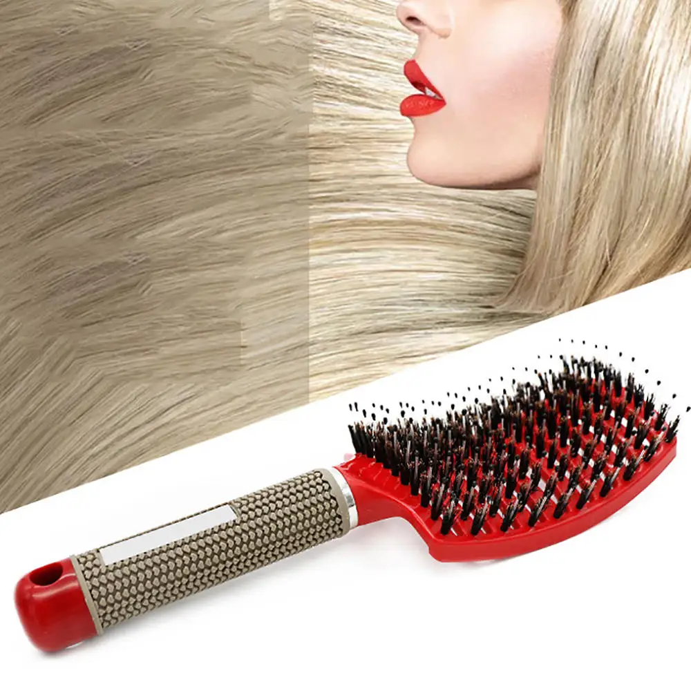 

Barber Anti-static Curved Vent Salon Men Hairdressing Tool Rows Comb Hair Brushes red