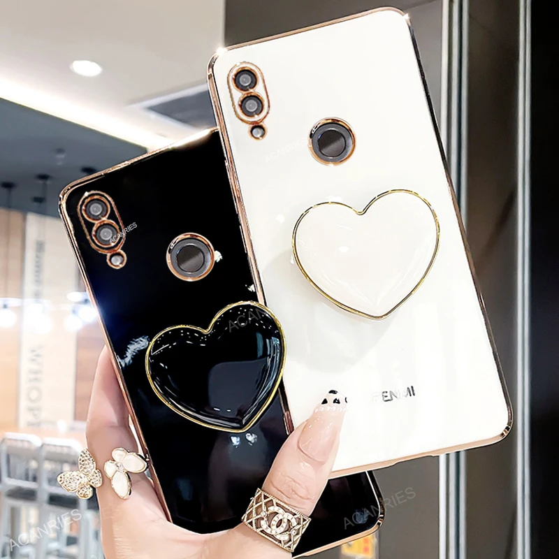 luxury plating love heart phone holder case on for huawei nova 5t 3 i 3i 5 t girl stand soft silicone cover nova3 nova3i nova5t free global shipping