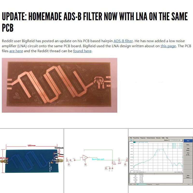Постоянный ток мощность 5 В 1G-1 2 ГГц фильтр LNA с частотой 1090 МГц частота полости рта