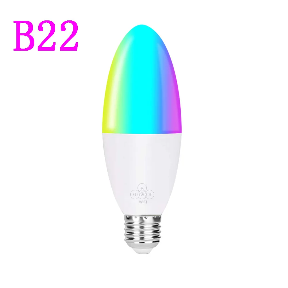 B22 Умная свеча Wi-Fi лампа E14/E26/E27/B22 RGB лампа умная жизнь Голосовое управление 6 Вт светодиодные лампы, совместимые с Alexa/Google Home/IFTTT - Испускаемый цвет: B22