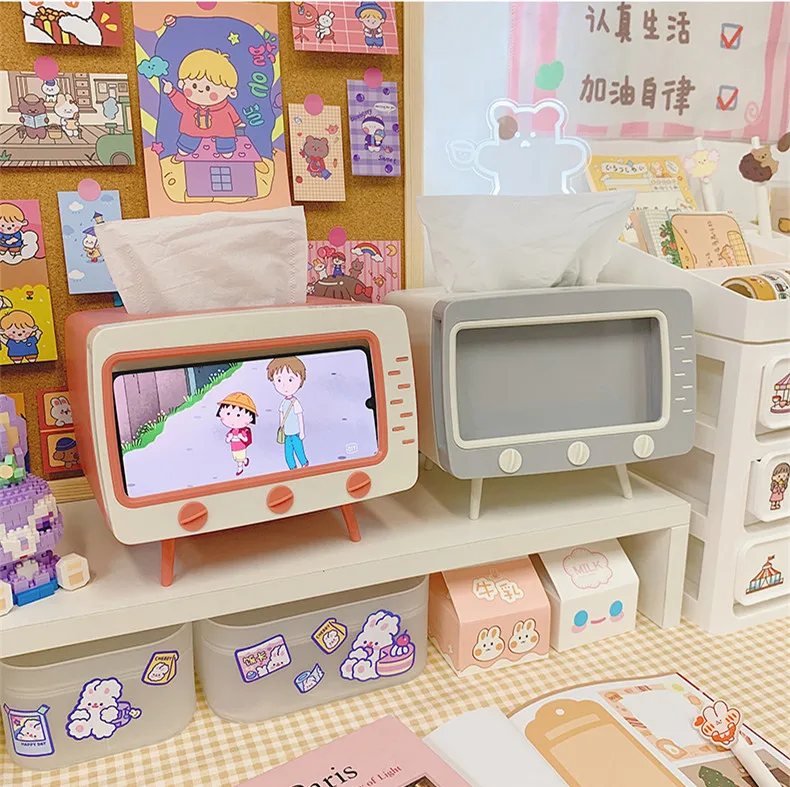 

Creative TV Design Tissue Box Desktop Desk Stand Holder Mount for Cell Phone Tablet Phone Holder 162