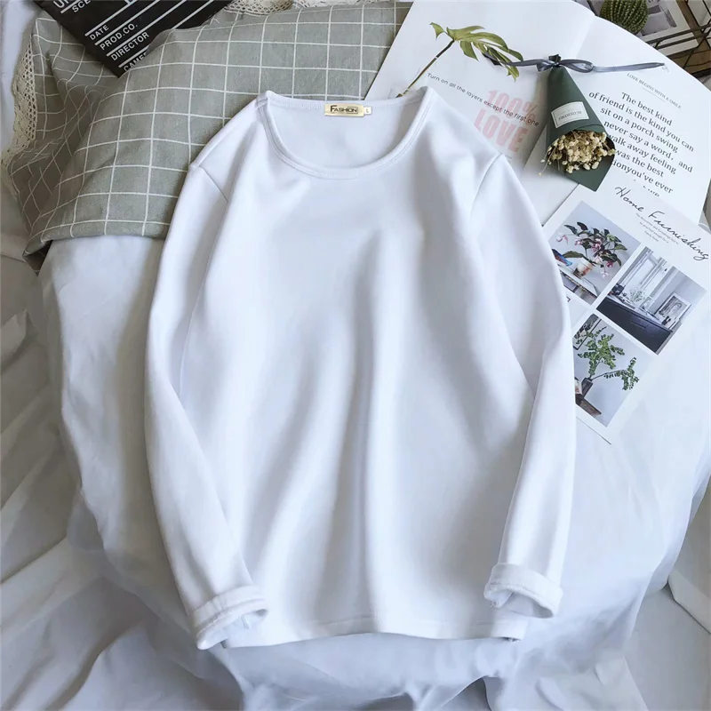 

Man Long Sleeve T-shirt High Quality Tops Male Autumn Winter Base O Neck Breatheble Plush Shirt Coat Bottom Undershirt Garment