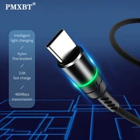 1m led type c usb cable fast charging for samsung a51 huawei p40 p30 intelligent light usbc cable mobile phone data charger wire