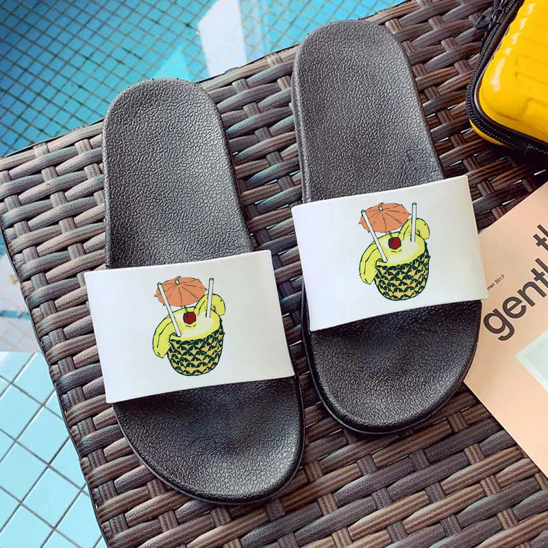 

Home slippers ladies Cute pineapple Cartoon Printed Women shoes 90s Harajuku Flat Ladies Shoes Summer indoor slippers for women
