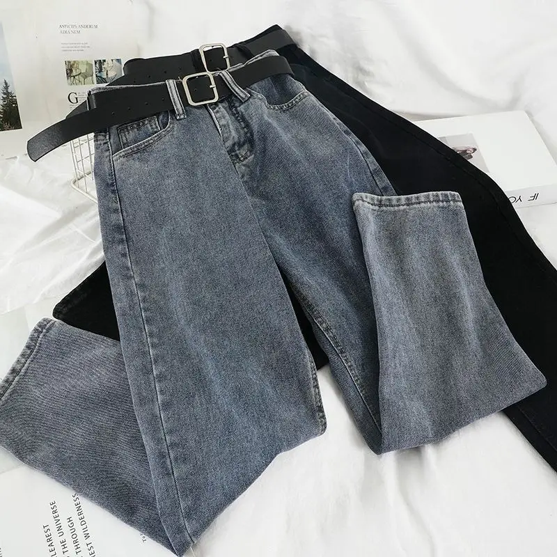 

Jeans women's spring/summer 2020 new high-waisted straights show thin little feet Harlan pants loose retro pants tide