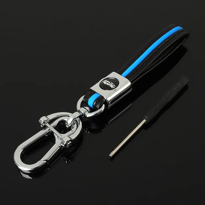 

Leather Keychain Pattern Silver Buckle Holder Key Ring Car Keychain Key Chain Men's and Women's